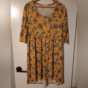 Matilda Jane Floral Golden Yellow Dress Size Medium